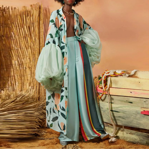 Safiya Statement Balloon Sleeve Maxi Kimono