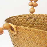 Saia Wooden Beads Handle Straw Tote watereverysunday