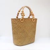 Saia Wooden Beads Handle Straw Tote watereverysunday