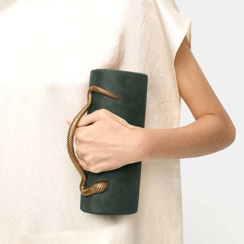 Sakari Golden Snake Handle Knuckle Clutch