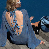 Salma Mesh Crochet Tunic Mini Dress - 2 Colors watereverysunday