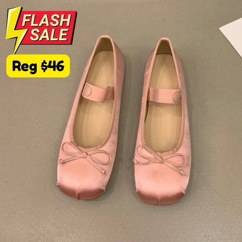 Sasha Satin Silk Ballet Flats - Pink/37 - SALE