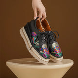 Anica Silk Embroidery Leather Platform Oxford Shoes