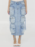 Selma Multi Pocket Cargo Denim Skirt