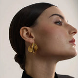 Viva Golden Curved Disks Hoop Earrings