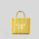 Paris Candy Color Stripes Straw Knit Shopper Totes