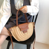 Syria Halfmoon Raffia Shoulder Bags - 2 Colors