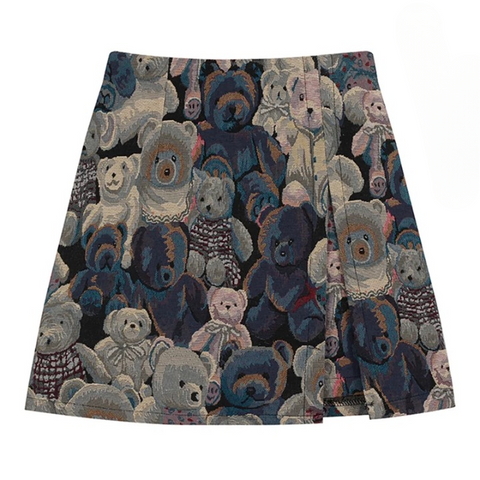 Jadan Bear Jacquard Mini Skirts