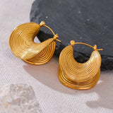 Viva Golden Curved Disks Hoop Earrings