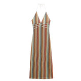 Josephine Zigzag Crochet Maxi Halter Dress
