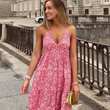 Brooke V-neck Pink Halter Sun Dress