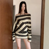 Kielo Off The Shoulder Stripe Knit Mini Dress