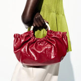 Sia Ruched Glossy Top Handle Tote