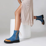 Jolene Denim Side Lace-Up Boots