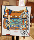 Luxe Saddle Prints Twill Silk Scarves, 90cm
