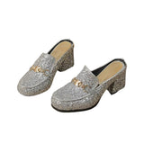 Misty Glitter Metallic Clog Mules