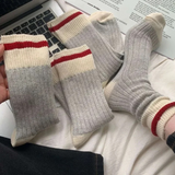 Retro Stripe Cotton Woolen Socks - 3Pcs