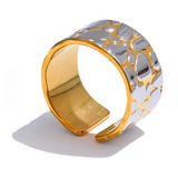 Metallic Hide Pattern Statement Band Ring