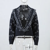 Winona Tribal Jacquard Fringe Cardigan