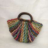 Chunky Rainbow Stripe Straw Basket Bag