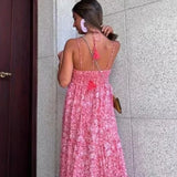 Brooke V-neck Pink Halter Sun Dress