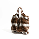 Hailey Fluffy Plaid Shoulder Tote Bag