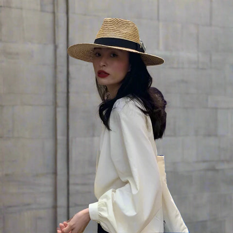 Bora Casual Straw Fedora Hats 7cm no ribbon / 54-58cm Bora Casual Straw Fedora Hats 7cm no ribbon / 54-58cm