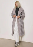 Monica Embossing Stripe Faux-Mink Fur Coat