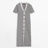 Karina Stripe Button Down Knit Dress