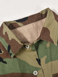 Valerie Camo Ruffle Sleeve Cropped Utility Jacket