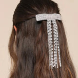 Crystal Bow Tassel Hair Barette Clip