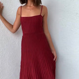 Fila Spaghetti Strap Ribbed Knit Maxi Dress