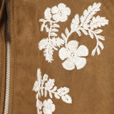 Danaca Floral Embroidered Faux Suede Bomber Jacket