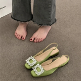 Aiyla Crystal Buckle Slingback Sandals