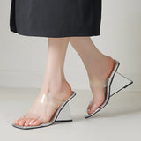 Amanda Clear PVC Wedge Sandals 