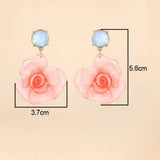 Clear Resin Rose Drop Earrings - 7 Colors