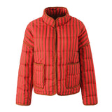 Esa Orange Red Stripe Quilted Jacket
