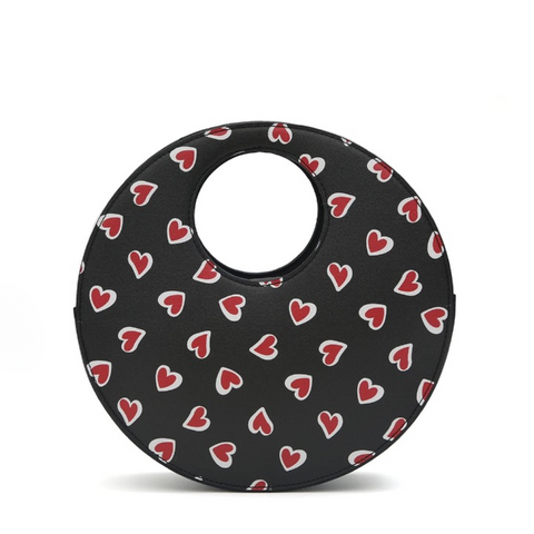 Kara Heart Print Round Bag