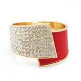 Regina Rhinestone Leather Geometric Cuff Bracelet