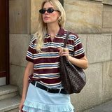 Bessie Casual Striped Polo T-shirts