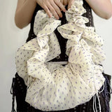 LIna Polka Dot Ruffle Scrunch Shoulder Bag