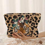 Flower Tiger Print Cosmetic Pouch