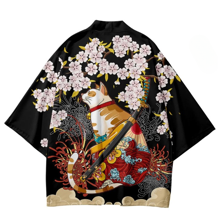 Plus Size Winter Kimono Jacket, Black Winter Kimono, Boho