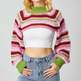 Sami Half Bolero Rainbow Stripe Sweater