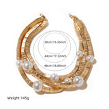 Carmo Multi Thread Pearl Golden Bib Necklace
