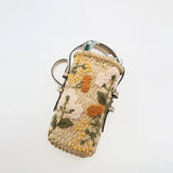 Praire Floral Embroidery Mini Straw Bucket Bag