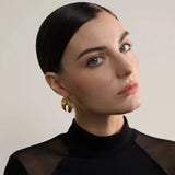 Viva Golden Curved Disks Hoop Earrings