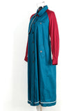Solana Blue Red Color-block Trench Coat