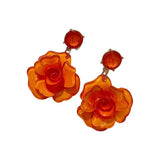 Clear Resin Rose Drop Earrings - 7 Colors
