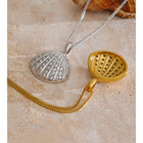 Cubic Zirconia Ocean Shell Pendant Necklace